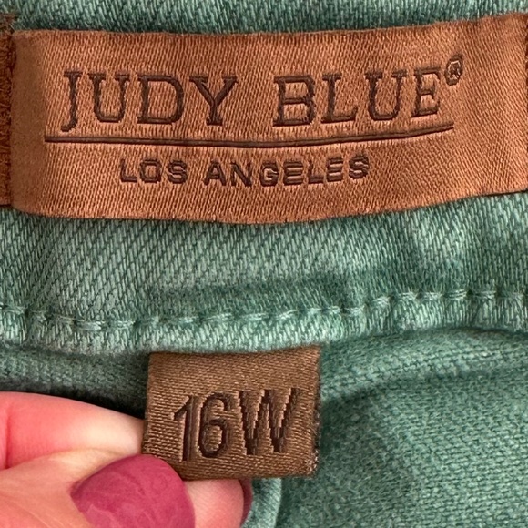 Judy Blue High Waist Garment Dyed Straight Leg Jeans Sea Green 16W Classic 90's - Picture 5 of 15